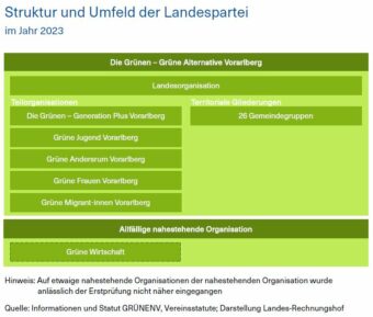 Grafik über die Struktur und Umfeld der Landespartei im Jahr 2023