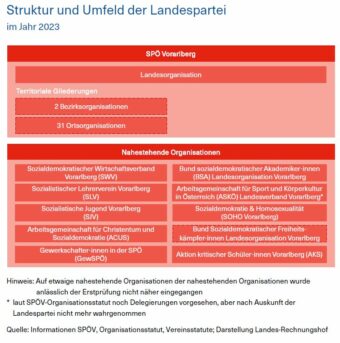 Grafik über die Struktur und Umfeld der Landespartei im Jahr 2023